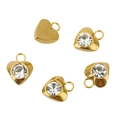 Set de 5 colgantes de corazón en oro de 18k con circón blanco para joyería DIY - Corazón / Dorado