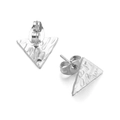 Silver triangle textured stainless steel earrings with hammer pattern and DIY holes - Triangle Steel Color