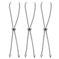 Three pieces of adjustable silver stainless steel box chains with silicone beads for DIY jewelry - Steel