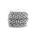 DIY silver stainless steel 13mm braided texture chain on a white spool roll - Mesh Steel