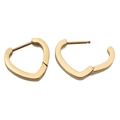 Detail of 18k gold plated stainless steel heart huggie earrings with hinge mechanism - Heart Ear Clip / Gold