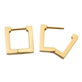 Square geometric gold-plated stainless steel hoop earrings in a minimalist open and closed view - Square Hoop Earrings / Gold