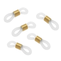 Pack de 5 terminales de silicona transparente con muelle dorado para cadenas de gafas - Dorado
