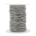 Bulk 5.5mm silver stainless steel curb chain spool for DIY jewelry making accessories - Steel Color Wide Six-Sided Polished Chain