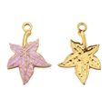 Purple enamel maple leaf charm in stainless steel for DIY jewelry making and pendants - Light Purple