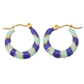 Orecchini a cerchio placcati oro con smalto blu e verde menta stile vintage - Perno 0.6mm 4*20mm / Verde Chiaro Blu Reale - Orecchini Cerchio Smalto Bicolore Forma C