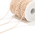 Golden bead chain with 3mm champagne pink faceted crystal glass beads for DIY jewelry making - Beige