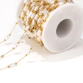 Catena per gioielli fai-da-te con perline di metallo dorato e cristallo bianco iridato - Catena Beige