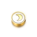 Golden stainless steel round bead with white shell inlay and crescent moon charm for DIY - Thickness 3mm x Diameter 9mm / Gold Moon