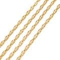Close-up detail of 6.5mm wide polished gold stainless steel coffee bean link chain - Width 6.5mm / Gold