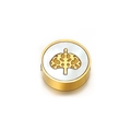 Goldener Lebensbaum-Anhänger mit weißer Muschel für DIY-Schmuckherstellung - Dicke 3mm x Durchmesser 9mm / Goldener Lebensbaum