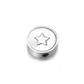 Polierte Edelstahlperle mit Sternengravur für die DIY Schmuckherstellung von Armbändern - Dicke 3mm x Durchmesser 9mm / Silbernes Pentagramm