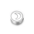 Polierte Edelstahl-Rundperle mit weißem Mond-Inlay für DIY-Schmuckherstellung - Dicke 3mm x Durchmesser 9mm / Stahlmond