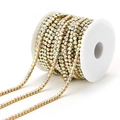 Golden cup chain roll with iridescent AB rhinestones for DIY jewelry and clothing - 3mm / White AB Rhinestone