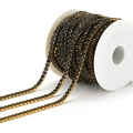 Black crystal rhinestone claw chain with gold metal base on a white plastic spool - Black