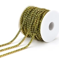 Grass green crystal rhinestone claw chain on gold base roll for DIY jewelry crafts - Grass Green