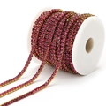 Roll of rose red crystal rhinestone claw chain with golden metal setting for DIY crafts - Rose Red