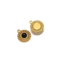 Bohemian gold hollow pendant with natural black stone inlay for jewelry making - Black