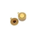 Bohemian gold hollow circular pendant with brown tiger eye stone for DIY jewelry - Dark Brown