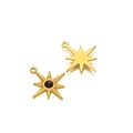 Gold eight-pointed star pendant in tiger eye stone and smooth metal finish - Dark Brown