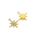 Bohemian gold plated stainless steel octagonal star pendants with turquoise stones - Blue