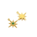 Bohemian gold plated starburst pendant with green stone inlay and smooth gold back - Dark Green