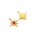 Bohemian gold-plated eight-point star pendant set with red natural stone and relief texture - Rose Red