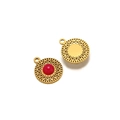 Pendentif rond évidé en or bohème avec pierre naturelle rouge pour bijoux DIY - Rose rouge