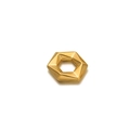 Minimalist hexagonal gold geometric pendant with polished faceted surface - Gold