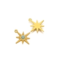 Gold eight-pointed star pendant with light blue natural stone for DIY jewelry - Light Green