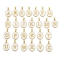 Lot de pendentifs lettres A-Z en nacre ovale dorée pour création de bijoux DIY - Lettre A / Or