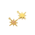 Bohemian gold plated starburst pendant with pink natural stone and plain metal design - Pink