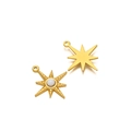 Gold plated stainless steel eight-pointed star pendant with white stone inlay - White