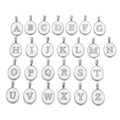 Pendentifs alphabet ovales A-Z avec incrustation en nacre et finition argentée - Lettre A / Acier