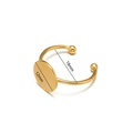 Adjustable golden stainless steel ring base with 12mm flat round setting for DIY jewelry - Inner Diameter 18mm / Gold (12mm Round)