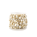 8mm white shell and gold beaded 18k stainless steel chain on a spool for DIY jewelry - Round Disc And Beads
