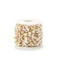 8mm white shell heart beads on 18k gold plated stainless steel chain on a spool - Heart And Beads