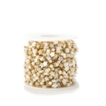 8mm white shell star beads and round pearls on 18k gold plated stainless steel chain - Star And Beads