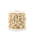 18k gold plated stainless steel chain with white clover shell beads on a white spool - Flower and Bead