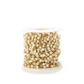 8mm white shell beads with 18k gold plated stainless steel chain on a DIY spool - Cylinder And Beads
