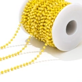3mm yellow faceted glass bead chain with gold wire wrapping on a spool for DIY jewelry - Lemon Yellow