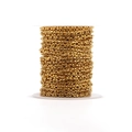 Bulk 3mm golden stainless steel ball chain on a white spool for DIY jewelry making - 3mm Wide Box Chain / Gold