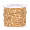 18K gold plated stainless steel curb chain with sequins on a white spool for DIY jewelry - 2 Meters / Gold