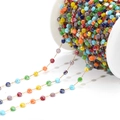 Multicolor faceted crystal bead chain with golden metal link for DIY jewelry making - 4mm Square Mixed Color Crystal Chain