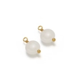 Handmade 8mm translucent white natural stone pendants with gold wire wrap for DIY jewelry - White
