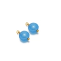 Flat round 8mm blue natural stone pendant with gold metal loop for DIY jewelry making - Light Blue