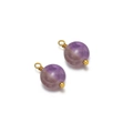 Pendenti tondi piatti in pietra naturale viola con filo dorato per gioielli DIY - Viola