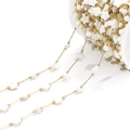 Star-shaped shell bead and gold stainless steel chain DIY jewelry supply on white spool - Round Bead And Flower (F2278)