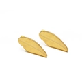 Elegant gold leaf earrings featuring detailed vein patterns and a modern minimalist design - 10x25mm Feather Studs Gold