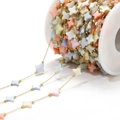 DIY colorful star shell chain on spool for making necklaces and jewelry accessories - 9mm Star Colorful Shell 0.8 Gold Chain
